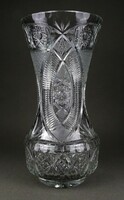1R201 Régi nagyméretű vastagfalú gyönyörű csiszoltüveg kristály váza 28 cm