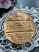 Traditional Greek Orthodox wooden proshora seal for Holy Communion, bread stamp