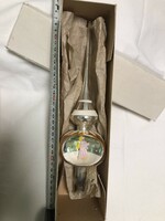 Antik, régi karácsonyfadísz, 27 cm-es angyalkás diorámás csúcsdísz dobozában