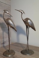 Silver-plated copper statue heron pair art deco