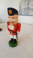 Old hand-painted wooden nutcracker soldier 34cm.