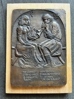Sándor Kligl bronze wall relief, plaque, wall decoration, carmina burana 29x21 cm.
