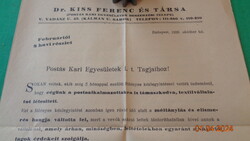 Dr Kiss F. és Tsa szórólap , reklám  kiadás 1937 ből