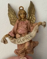 Angyal, Olasz, Gloria felirat, könnyű anyagú, karácsonyfára is, 10.5 cm