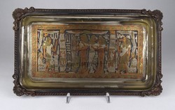 1R202 Régi fáraó díszes egyiptomi tálca falidísz 19 x 32 cm