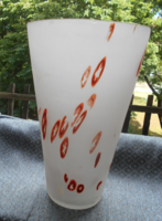 Large (25 cm) glass vase with interesting decoration