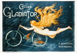 1895 Biciklis istennő régi plakát reprodukciója 40*28 cm