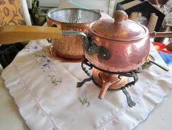 Swiss copper pot with wrought iron stand and spirit burner 1.5 L