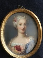 Hand painted miniature in a gilded bronze frame!!!! 7X6! Hmm!!!