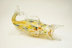 Retro glass fish vase / retro vase / 35.5 cm