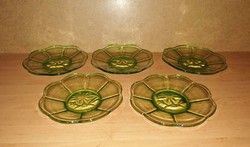 Retro green glass palm tree small plate set 5 pcs in one - 16 cm