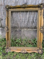 Large wide picture frame mirror, painting frame blonde with decorative pattern 60 x 80 cm