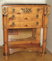 Empire-style 3-drawer chest of drawers with marble top