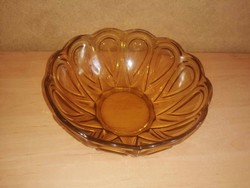 Amber glass serving bowl, table center - dia. 21 cm (6p)