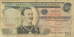50 escudo escudos 1970  felülbélyegzés nélkült Mozambik