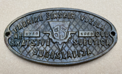 Yugoslavian cast metal railway sign