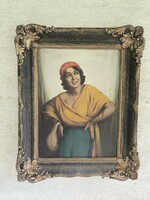 Leàraztam ! Antik Nagybányai Olaj vászon festmény Csalàny Béla Fiatal Hölgy tàjban. 60 X 80 cm.