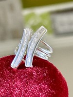 Káprázatos Art-deco stílusú ezüst gyűrű, cirkónia kövekkel