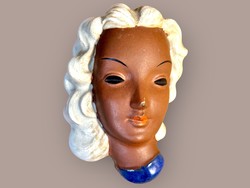 RITKA ! GOLDSCHEIDER art deco kisméretű kerámia fali maszk - Adolf Prischl - modell 8248