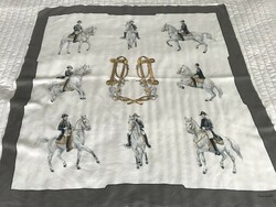 Austrian silk scarf with elements of the Spanish riding school, 77 x 77 cm
