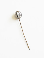 Antique hat pin, bun pin - with special pattern glass / ceramic ball