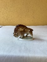 Zsolnay porcelain bison figurine 9x6.5 cm.