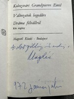 Kolozsvári Grandpierre Emil : Változatok hegedűre Dráma félvállról , Dedikálta feleségének