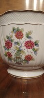 Hollóházi porcelán virágkaspó ritka festéssel