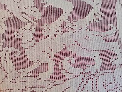 Old lace tablecloth with animals, 140x42
