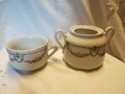 Porcelain tea cup + sugar bowl