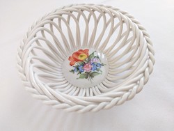 Herend flower pattern braided openwork decorative bowl (no.: 24/278.)