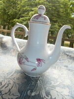 Hollóháza porcelain coffee jug with a rare cyclamen pattern