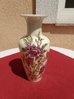 Zsolnay lila és bordó virágos,liliomos nagy váza,,,27 cm,,Bolti új,Hibátlan,minimál ár nélkül