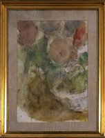 Czóbel Béla (1883-1976): Virágok, akvarell, vázlat, MNG bírálattal