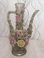Zsolnay pierced huge ornamental jug with family seal