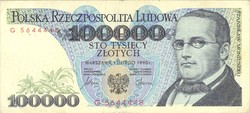 100000 zloty zlotych Lengyelország 1990 2.