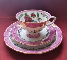 Wakbrzych Polish porcelain breakfast set cup saucer small plate coffee tea rose flower pattern