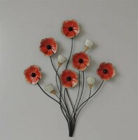 Metal wall decoration red flowers (900012)
