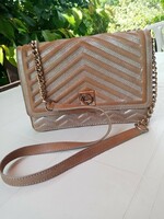 Új   divatos Zara bézs - ezüstös csillogású  női műbőr  váll táska  /  retikül