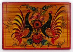 1R295 hand-painted pheasant wooden plaque wall decoration 18.5 X 27 cm 1985