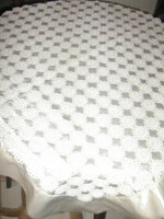 Crocheted beaded floral tablecloth sewn on beautiful buttery silk