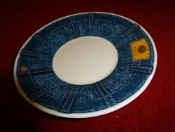 Porcelain coffee cup coaster, blue border, diameter 11.2 cm. Jokai.