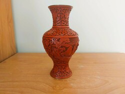 (K) Kínai cinóber váza 17 cm
