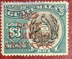 Guatemala:1922. 1918-as kiadás felülnyomott  .F/5/8