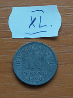 German Empire deutsches reich 10 pfennig 1920 zinc, ii. William xl