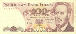 100 zloty zlotych Lengyelország 1988