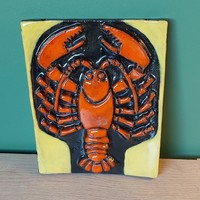 Zsolnay pyrogranite ceramic crab wall decoration