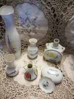 Porcelán emléktárgyak,"Balaton", kulacs, váza, gyűrűtartó