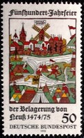 N843 / Germany 1975 500th Anniversary of the Siege of Neuss stamp postal clerk