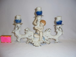Három ágú angyalkás porcelán gyertyatartó - Arpo